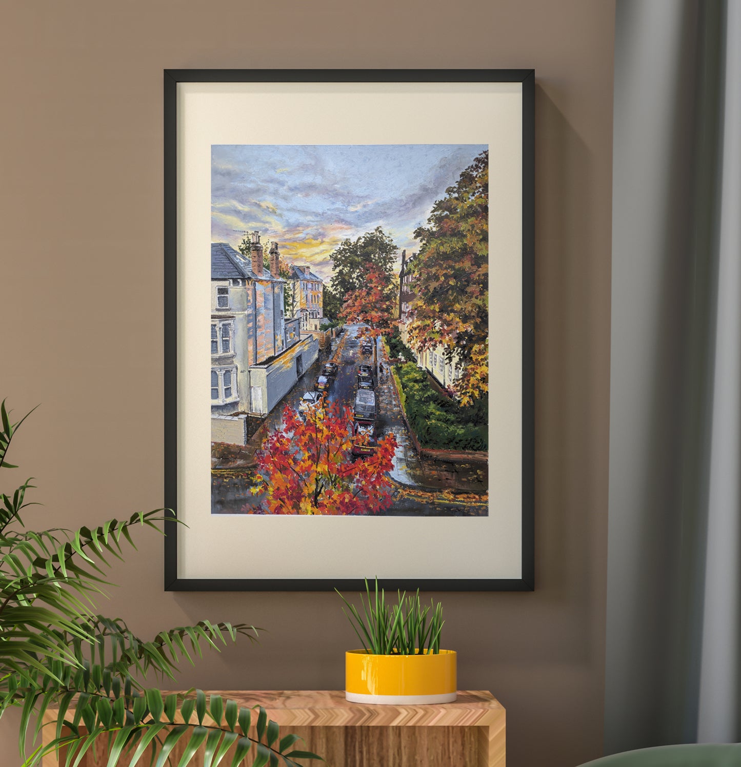 Autumn stroll, original artwork, framed