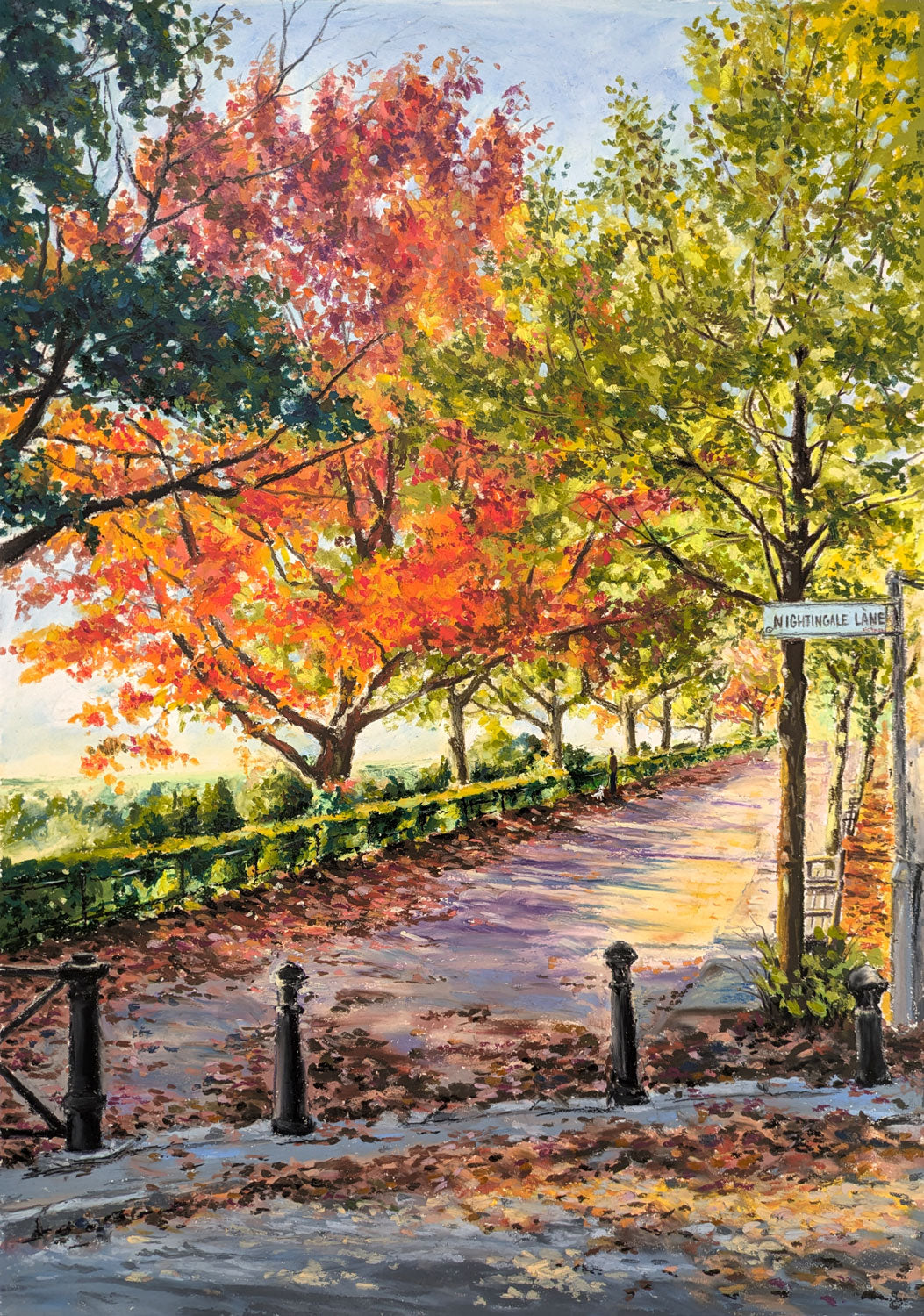 Richmond Hill in Autumn Glow, original artwork, unframed 