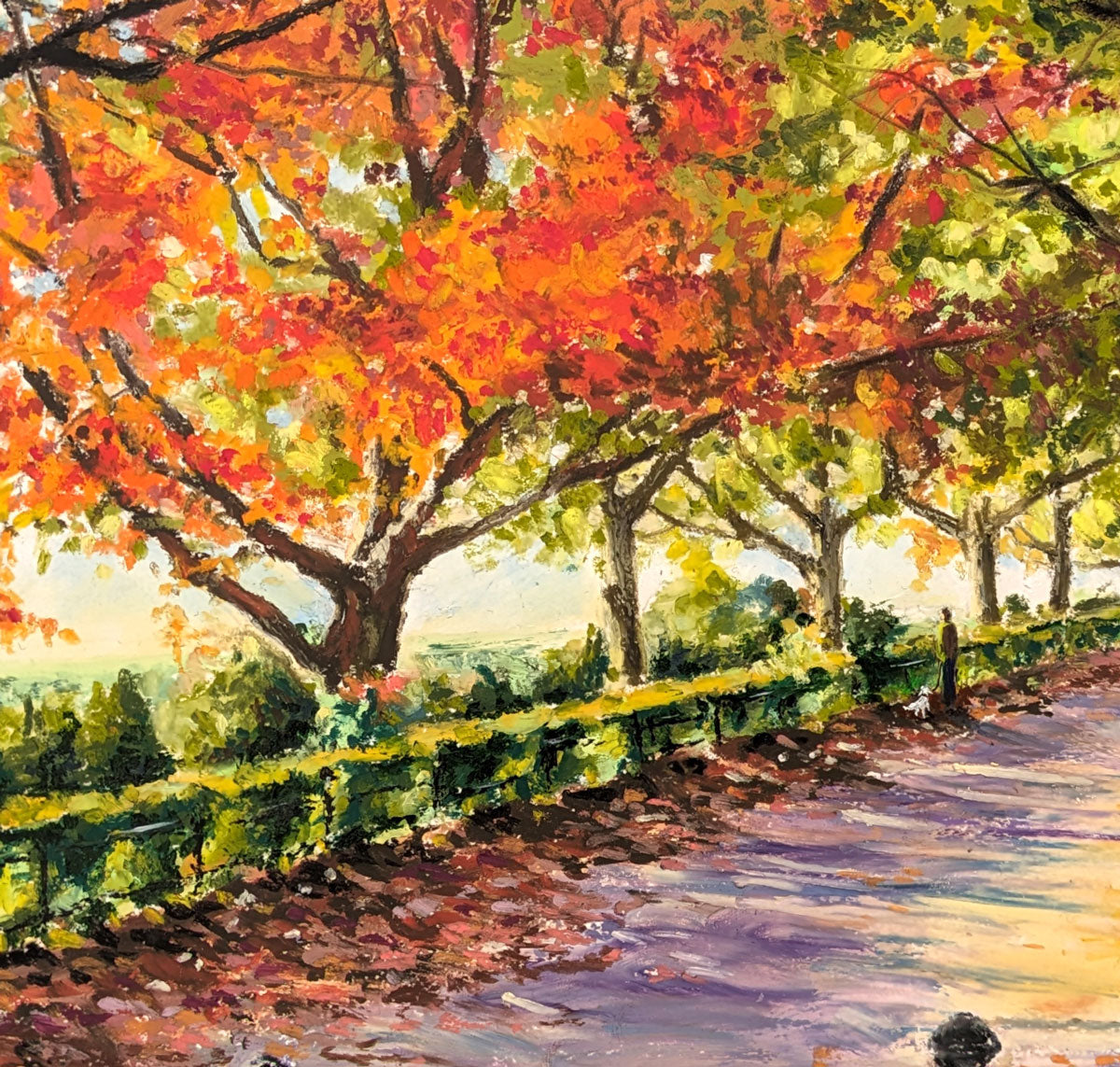 Richmond Hill in Autumn Glow, original artwork, detail