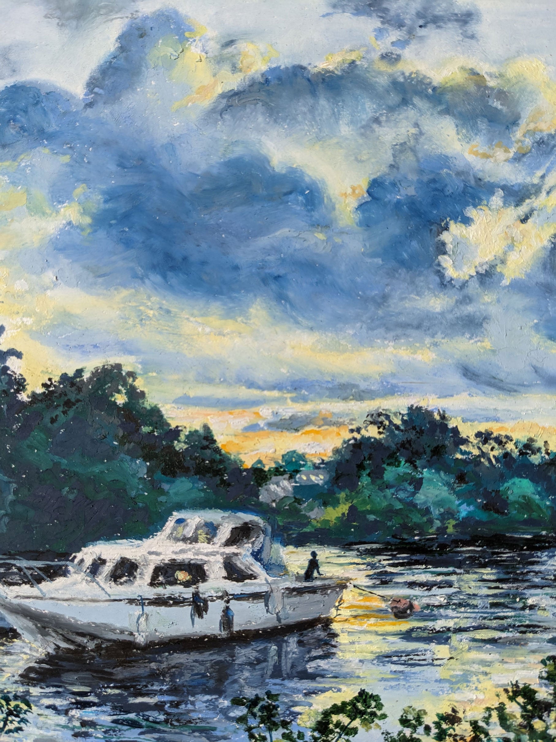 Boatman's evening reverie, original artwork, detail 2