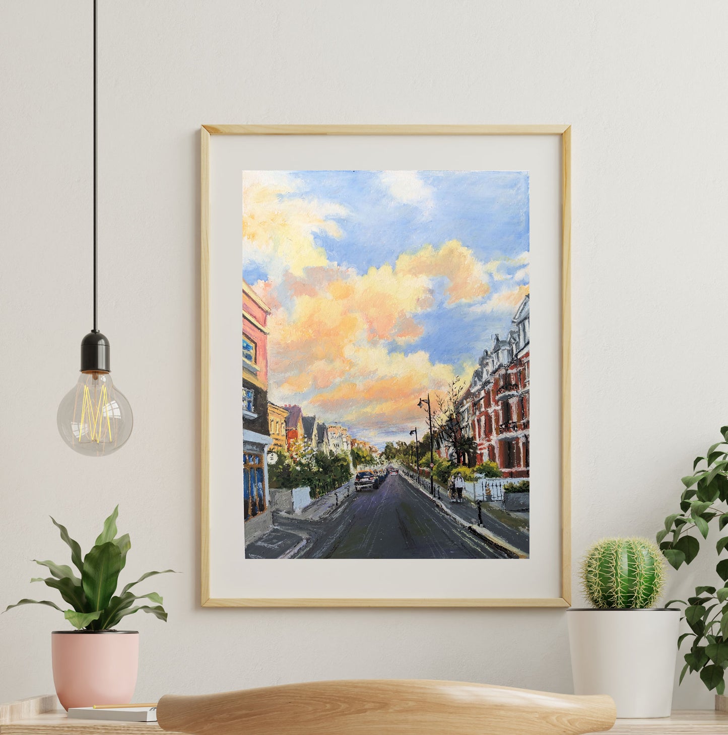 Evening stroll, original artwork, framed