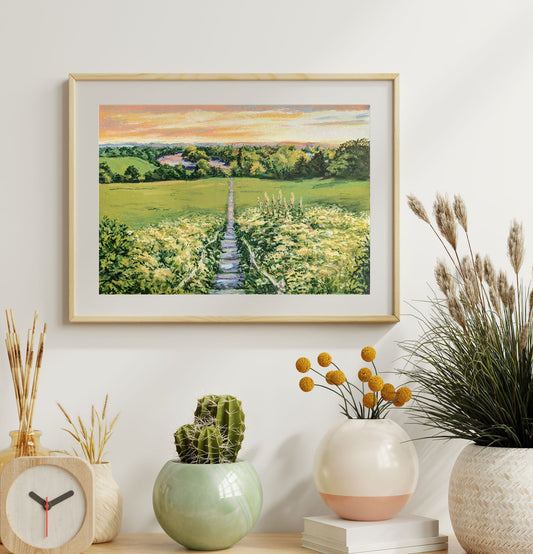 Evening Glow on Richmond Hill, original artwork, framed