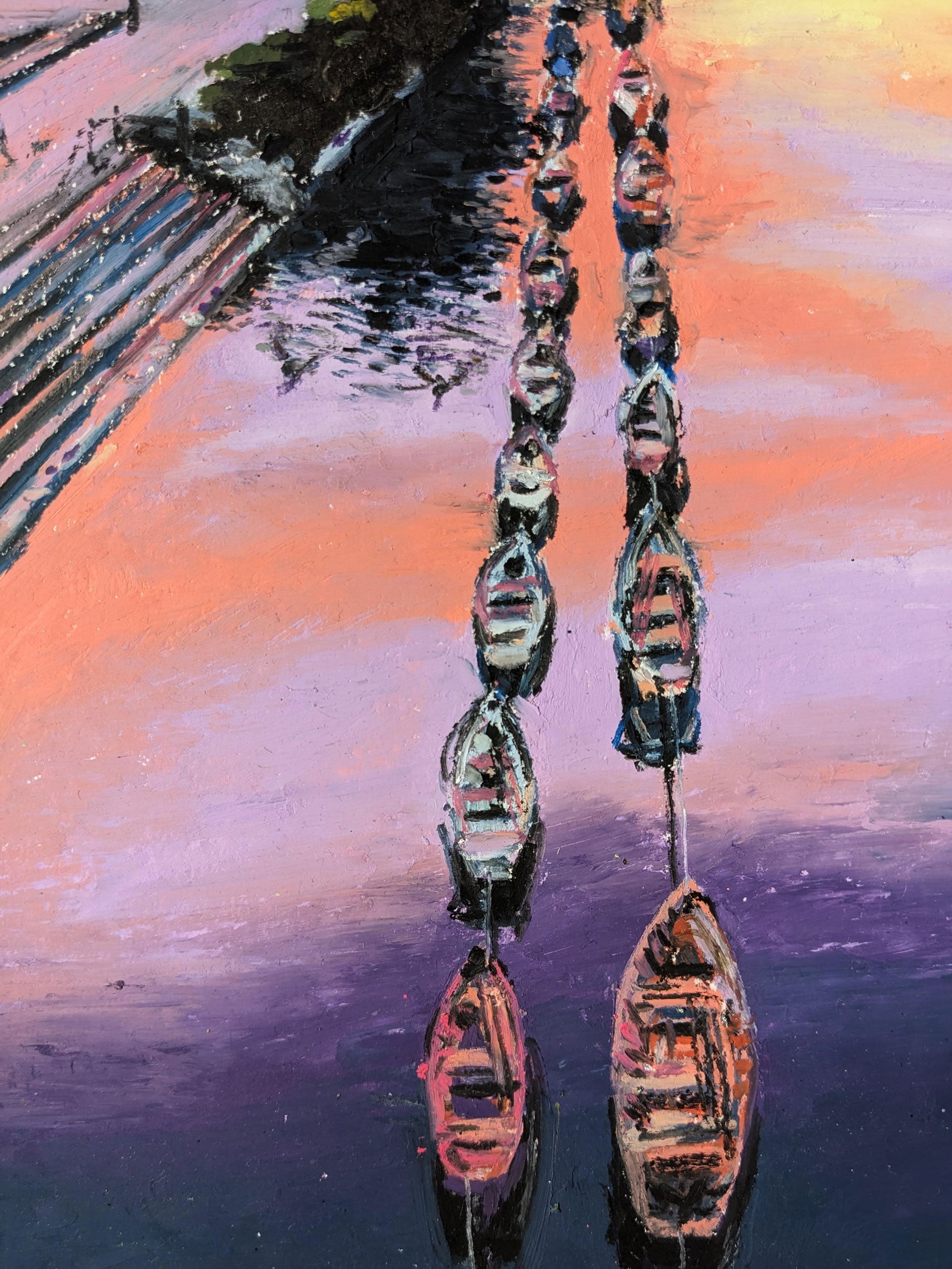 Evening coloured in purple, original artwork, detail 1