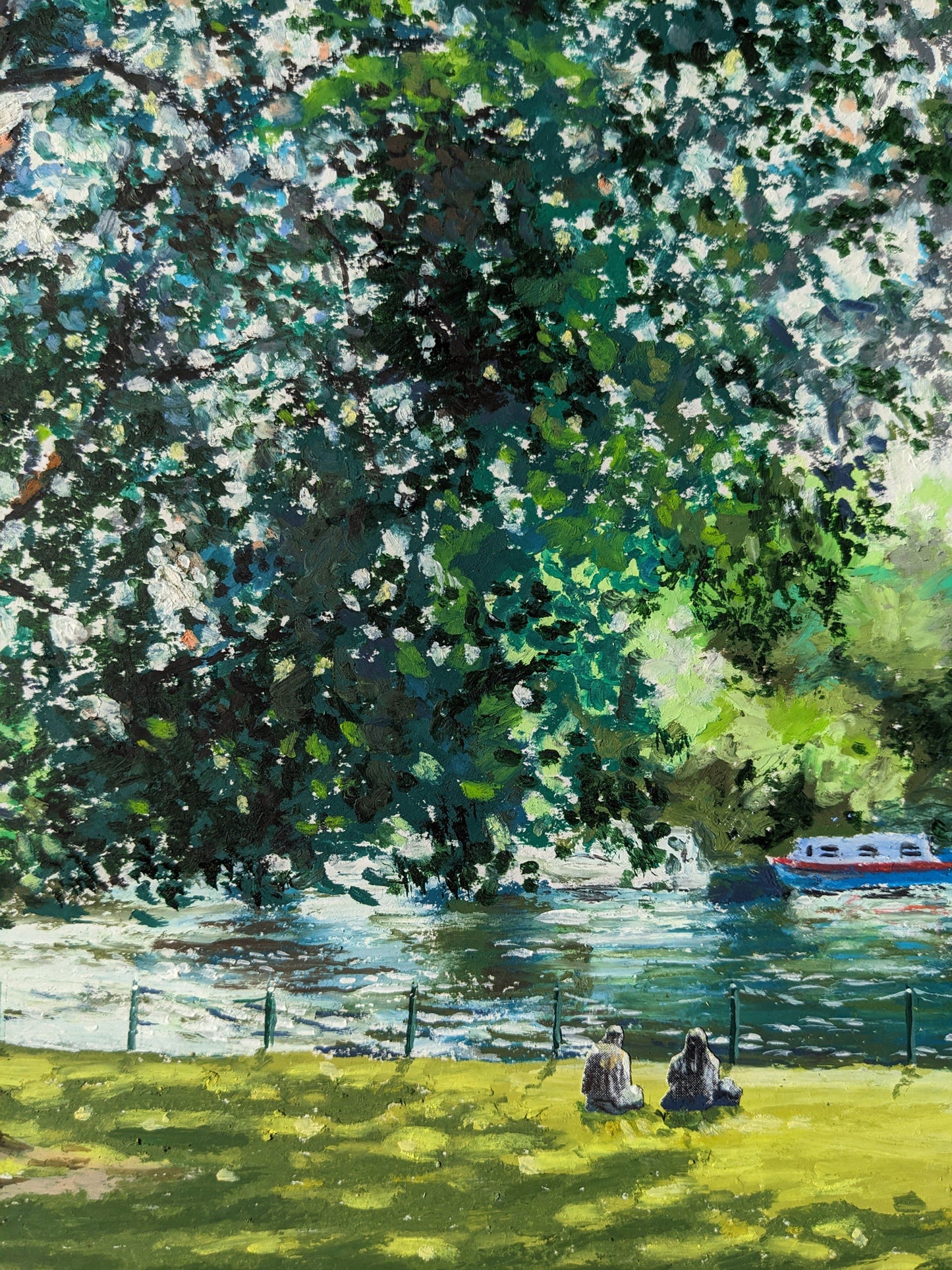 Sun by the river bank,  original artwork, detail 1