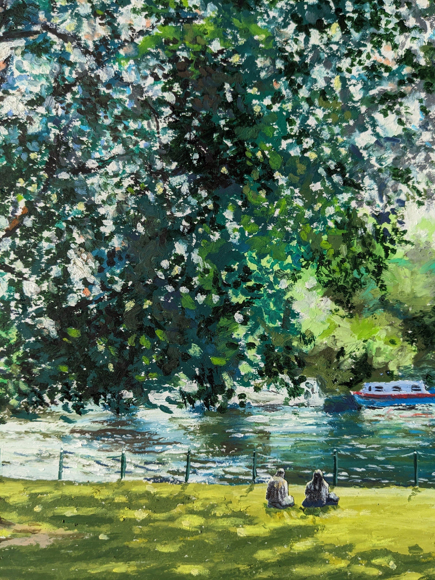 Sun by the river bank,  original artwork, detail 1