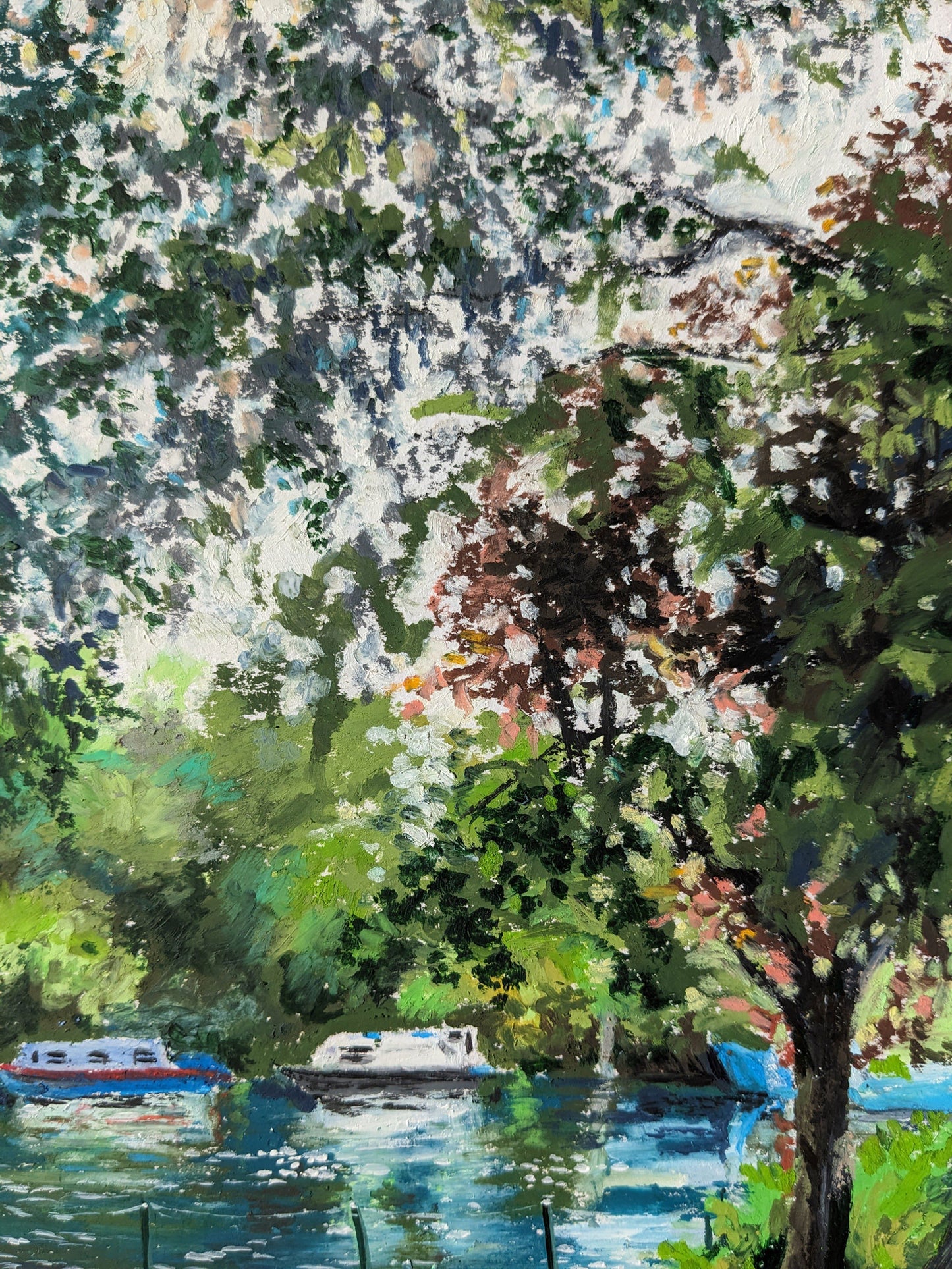 Sun by the river bank,  original artwork, detail 2