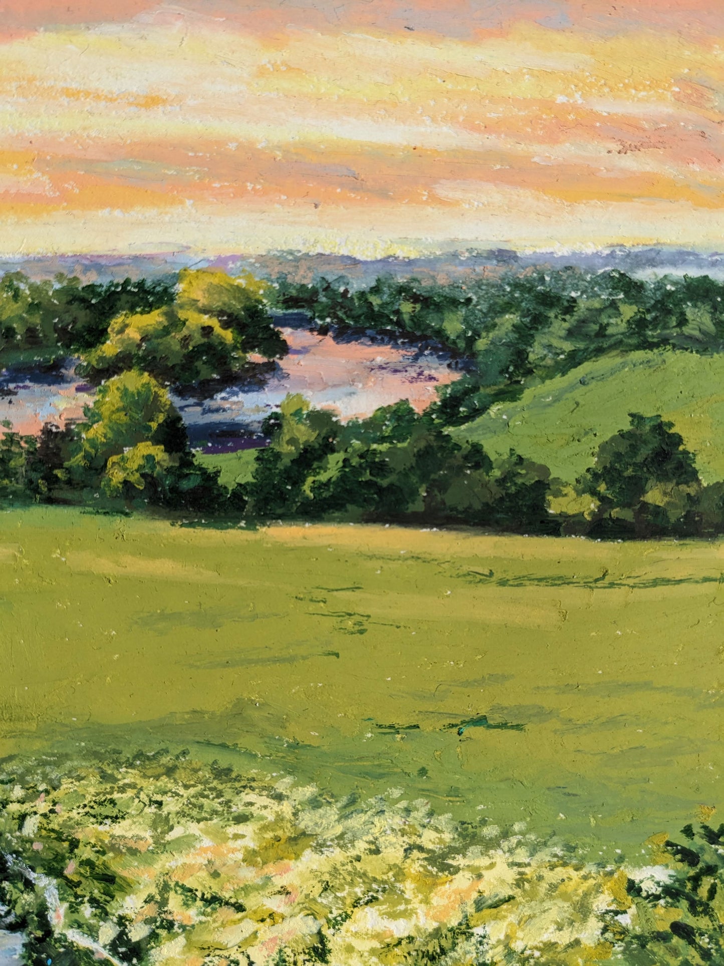 Evening Glow on Richmond Hill, original artwork, detail 2