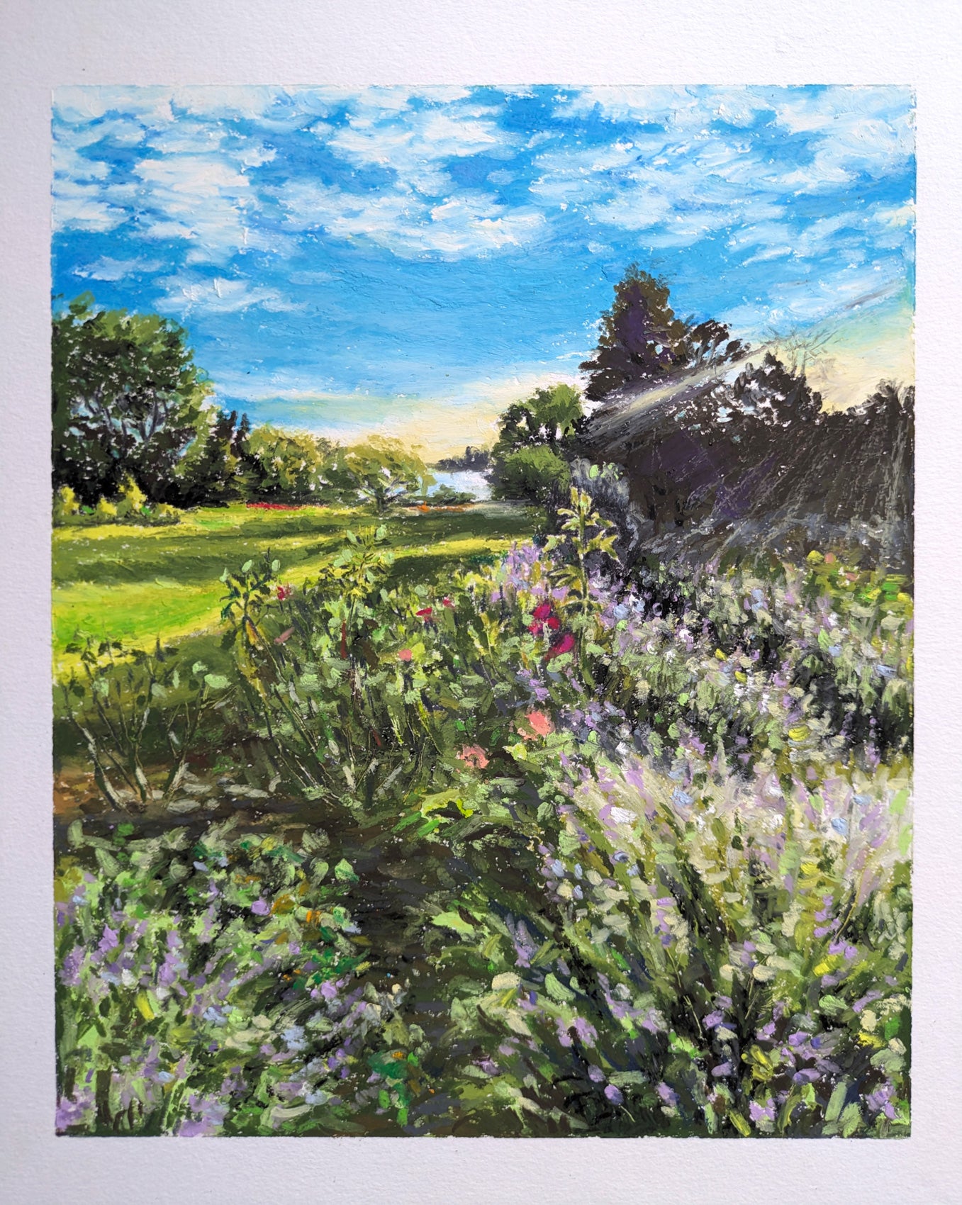 Summer in Terrace Garden, original artwork, unframed