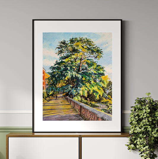 Sun-Kissed Acacia, original artwork, framed